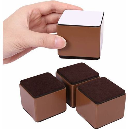 5 Cm Rehausseurs De Meubles, 6 Cm De Longueur Rehausseurs De Lit, Peut Soulever 5 Cm Pour Canapé, Lit Et Armoire, Carré Marron