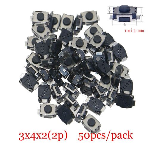 Micro-interrupteur tactile à bouton-poussoir assressenti,télécommande de voiture,interrupteurs tactiles,mini interrupteur de Cristal du cuir chevelu,prédire,bricolage - Type 3x4x2 2p 50pcs #A