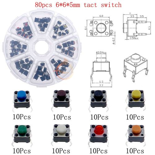 Micro-interrupteur tactile pour voiture,kit assressenti,interrupteurs tactiles à bouton-poussoir,mini-interrupteur de Cristal du cuir chevelu,télécommande,prédire,bricolage - Type 80pcs x 8value #A