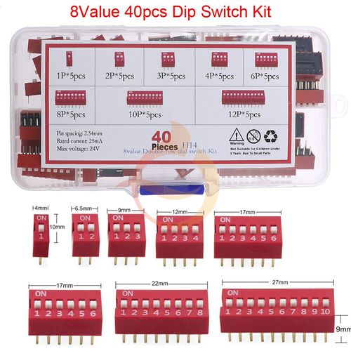 Micro-interrupteur tactile à bouton-poussoir assressenti,télécommande de voiture,interrupteurs tactiles,mini interrupteur de Cristal du cuir chevelu,prédire,bricolage - Type 40pcs DIP switch