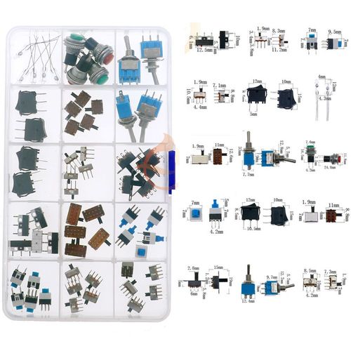 Micro-interrupteur tactile à bouton-poussoir assressenti,télécommande de voiture,interrupteurs tactiles,mini interrupteur de Cristal du cuir chevelu,prédire,bricolage - Type 15Value 62pcs