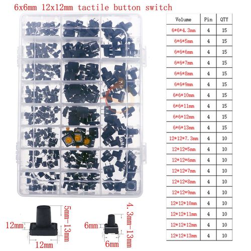 Micro-interrupteur tactile à bouton-poussoir assressenti,télécommande de voiture,interrupteurs tactiles,mini interrupteur de Cristal du cuir chevelu,prédire,bricolage - Type 20Value 250pcs