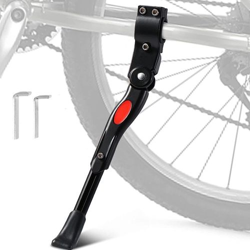 Béquilles De Vélo Réglable En Alliage D'aluminium, Hauteur Réglable Avec Pied En Caoutchouc Antidérapant, Béquille Vélo Latérale, Béquille Vtt, Support Pour Vélos 24-27 Pouces, Bmx, Vtt, 700c - Noir