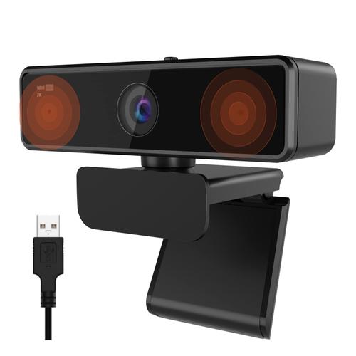 Nuroum V11 2K Webcam PC avec Microphone, Full HD 1080P/60fps Business Webcam pour Zoom/Skype, 90° Grand Angle, USB Plug&Play, Couvercle de Privacite, Camera Web pour Windows/Mac PC/Laptop