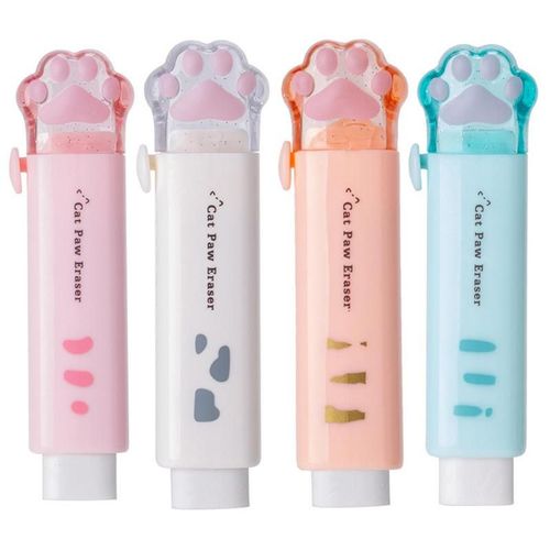 Gommes Télescopiques En Caoutchouc Pour L'école, Gomme En Forme De Patte De Chat, Fournitures Scolaires, Mécaniques Coulissantes, Design D'apparence De Dessin Animé