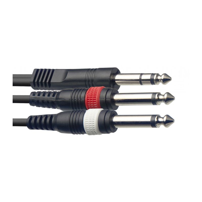 CABLE 3 METRES JACK 6.35 MALE STEREO VERS 2 JACK 6.35 MALE MONO