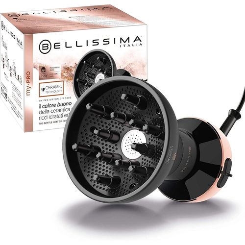 Bellissima Diffuseur D'air Chaud Pour Cheveux Bouclés - My Pro Diffon Ceramic Sèche Cheveux Plus Diffuseur Tout-En-Un - Technologie Céramique, 2 Puissances, Séchage Doux Sans Frisottis - Noir, 700 W