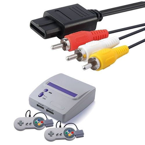 Câble Tv Audio Et Vidéo, Cordon Avec Connecteurs Codés Rca, Entrée A/V Compatible Avec Gamecube, Ngc, Snes, Sfc, Nintendo 64 Et N64, Longueur 1,8 M