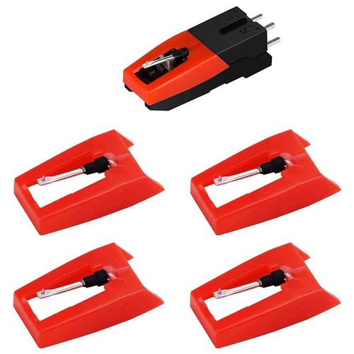 Aiguille de lecteur de disque, cartouche de lecteur de disque 1 PC avec 4 pièces de remplacement de stylet de diamant pour Crosley, Victrola, ION, LP