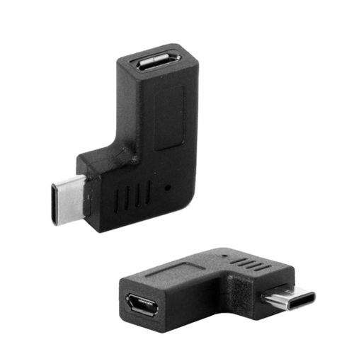adaptateur Micro USB vers USB Type C, Angle droit de 90 degrés, 2 paquets