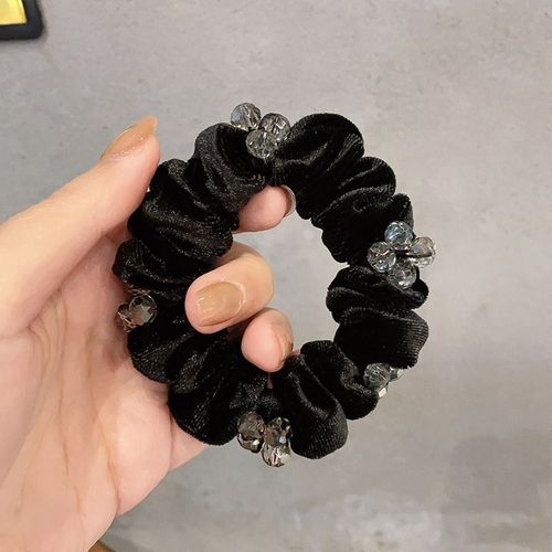 2025 nouveau tempérament Premium sense Crystal black hair Rope Female Tie Hair Head Rope croquettes cuir chevelu crampons boucles de cheveux