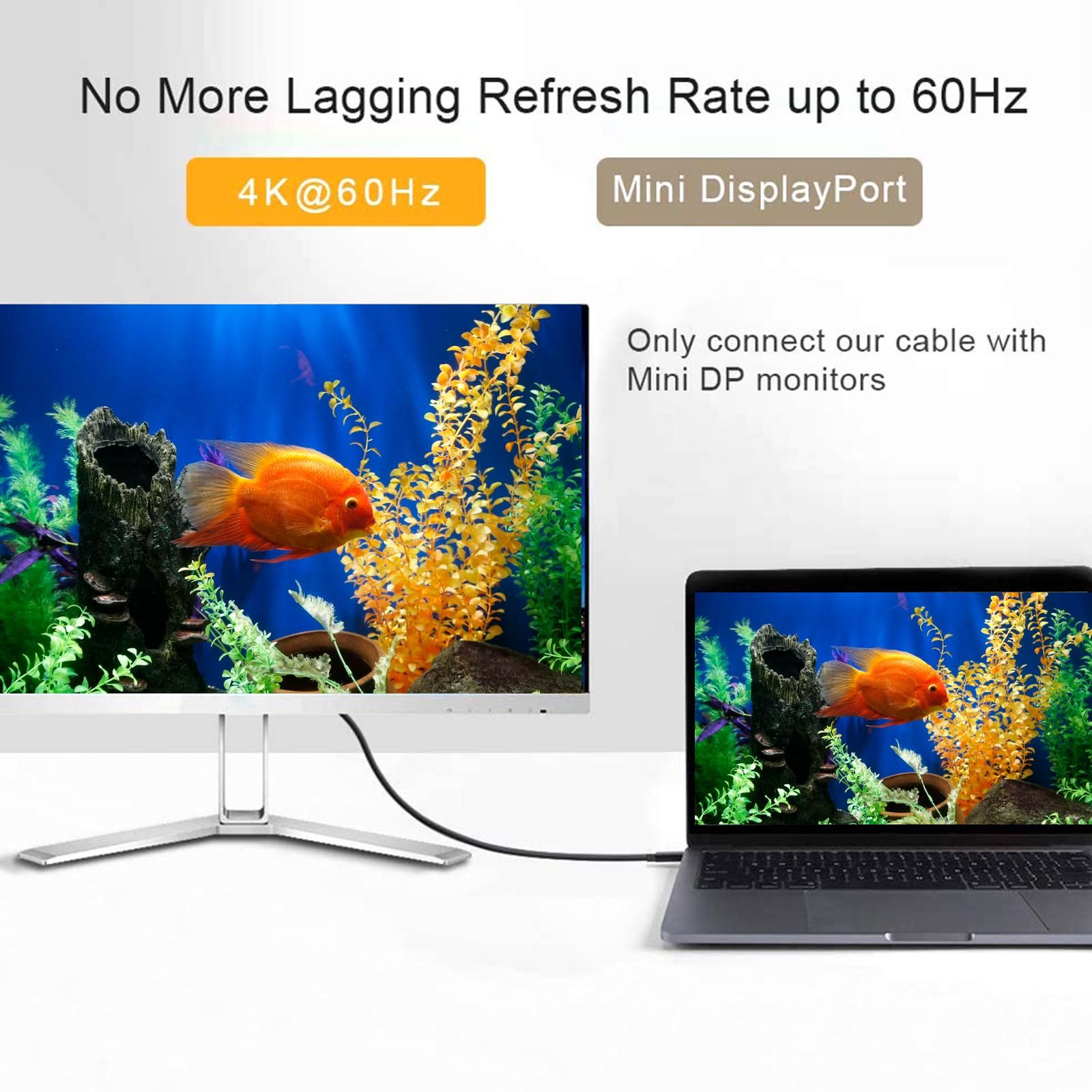C�ble d'affichage Mini DP vers Mini DP 4K de 1.8 m, blindage... - 4