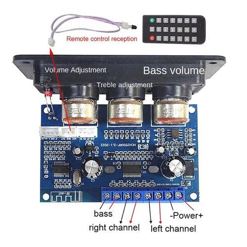 Panneau d'amplificateur de puissance numérique 2.1 canaux avec télécommande, 2x25W + 50W BT5.0, panneau d'amplificateur de Subwoofer de classe D DC12-20V