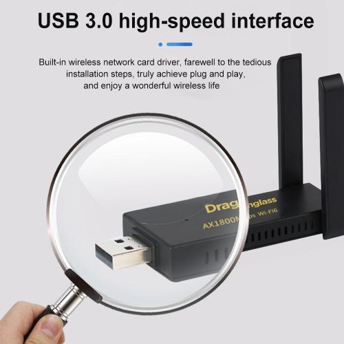 Carte réseau USB sans fil WiFi6, graphite Hz, 5,8Hz, adaptateur réseau sans fil, antenne touristique, bain anti-interférence pour le bureau et la maison