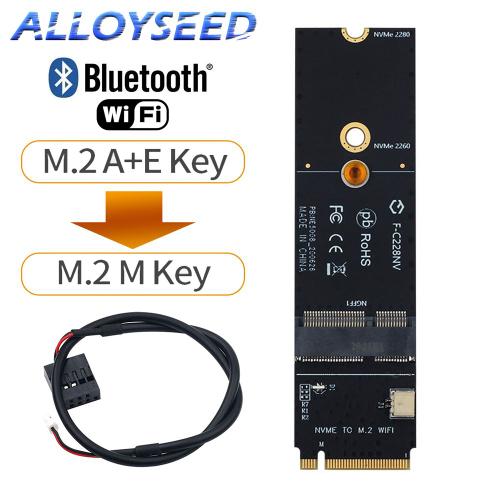 Adaptateur de carte WiFi sans fil, clé M.2 A + E vers M Key, Bluetooth, pour Port SSD PCI Express Intel AX210/AX200/9260 NVMe