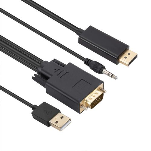 Convertisseur de câble VGA vers Displayport, DP mâle vers mâle, 1080P Full HD, convertisseur de Signal numérique 1.8m