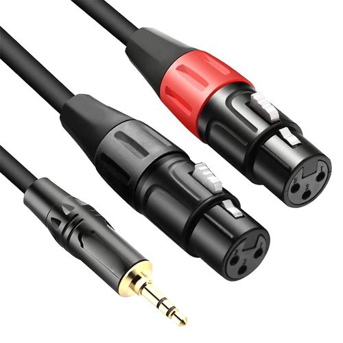 Câble Audio stéréo en métal 3.5mm vers Double canon femelle 0.3m 3.5mm, prise casque vers Double Xlr
