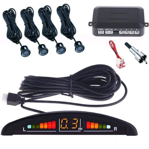 Kit De 4 Capteurs De Stationnement Pour Voitures Avec Affichage Sonore Led Acoustique.