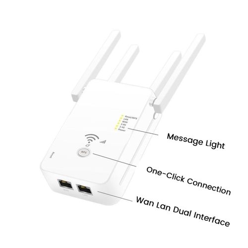 Répéteur WiFi sans fil 1200G et 5G, 2.4 M, extension du Signal du routeur, amplificateur de Signal à 4 antennes pour la maison (prise ue)