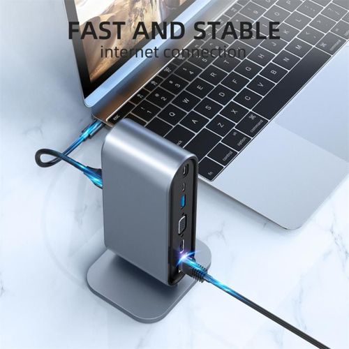 Extension Dock séparateur de câble Usb 3.0, Station d'accueil 12 en 1, disque dur externe pour ordinateur portable 4k Rj45 Vga compatible