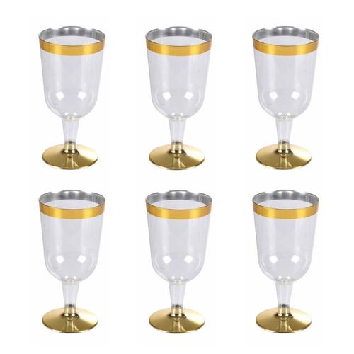 Paris Prix - Lot De 6 Verres À Vin "Liseré" 18cl Or