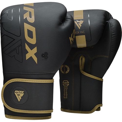 Rdx F6 Kara Gants De Boxe Noir 12oz D'or Cuir Pu Bgr-F6mgl-12oz