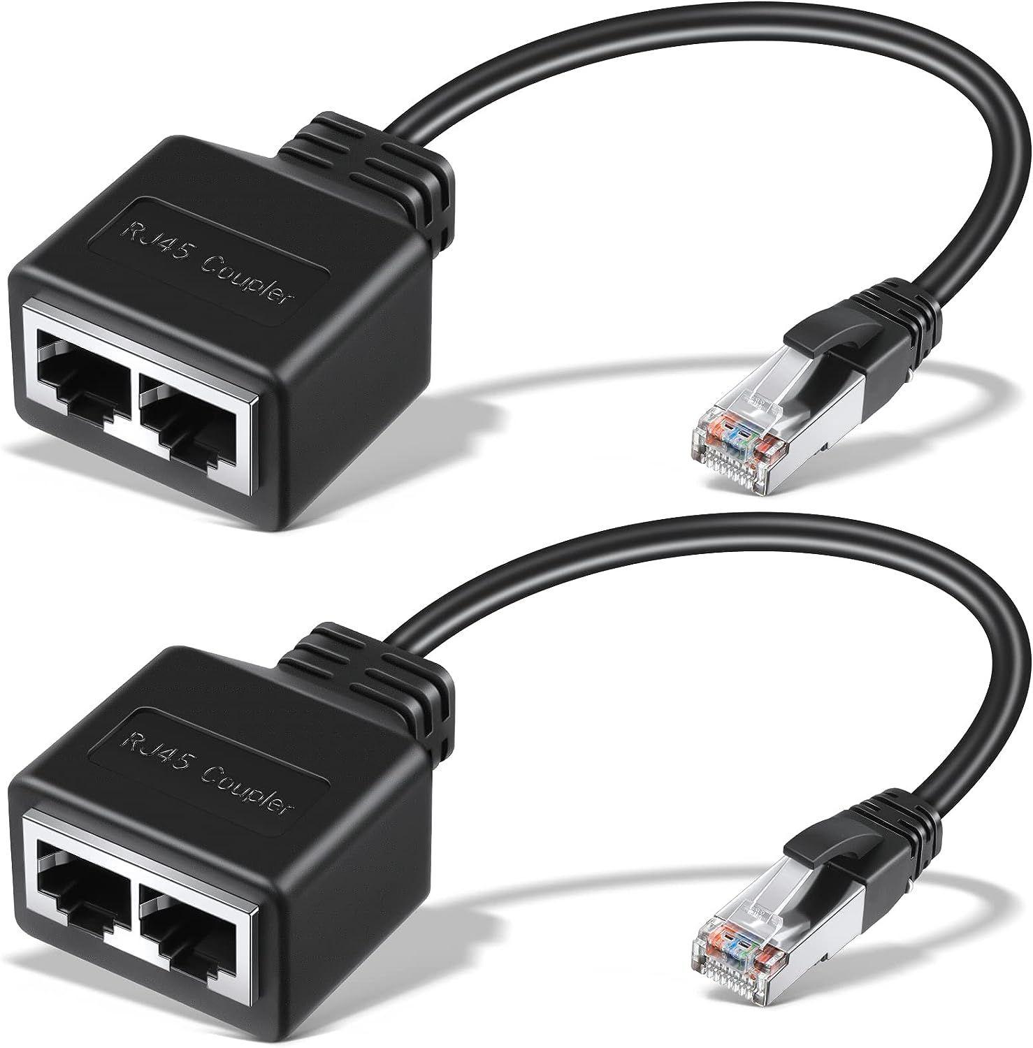 Répartiteur Rj45 2 Pieces Multiprise Ethernet Doubleur Répartiteur 1 Mâle à  2 Femelle Cable Ethernet Double Sortie d'Extension pour Cat5 Cat6 Cat7