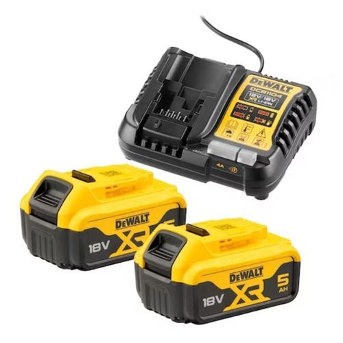 Pack 2 batteries 18V XR 5Ah Li-Ion + chargeur - DEWALT - DCB1104P2-QW