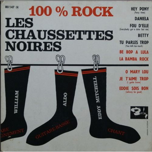Vinyle "Les Chaussettes Noires - 100% Rock" - 1961 (Et Son Poster Intégré)