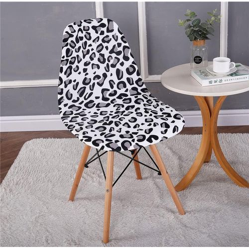 Lot De 4 Housse De Chaise Scandinaves, Extensible Housse De Chaise De Salle À Manger, Couverture De Chaise Sans Accoudoirs Pour Cuisine, Salon, Bureau (Imprimé Léopard Blanc,4 Pieces)