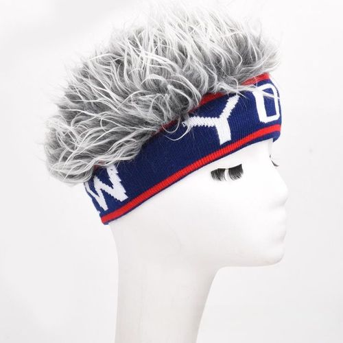 Chapeau Homme Cheveux Courts Chapeau Une Perruque Chapeau Camouflage Hooligan Chapeau Hip-Hop Chapeau Rue Hip-Hop Tendance Mode Chapeau Gris Perruque Bord Rouge Et Bleu