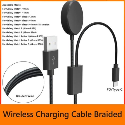 Câble De Charge Sans Fil Usb Type-C Pd Pour Samsung Galaxy Watch 3/4/4 Classic Active 1/2, Chargeur De Montre Intelligente, Câble De Charge Rapide