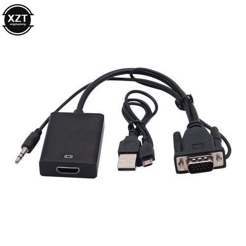 Adaptateur de convertisseur VGA mâle HDMI femelle, câble avec sortie Audio, adaptateur d'alimentation USB 1080P pour PC portable vers projecteur HDTV