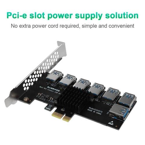 Multiplicateur PCI-E Riser, PCIE 1 à 7 PCI-E X16, adaptateur de mineur USB, prolongateur PCI-E Riser pour PC, minage de cartes graphiques