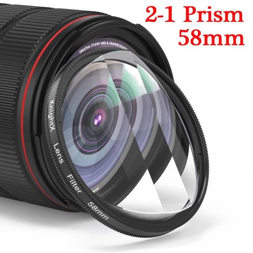 KnPackage-Kaléidoscope avec filtre d'objectif d'appareil photo,prisme coloré,58mm,adapté pour IL,Eos,Sony,Nikon,400d,d5100,50d,sous d,18-135,d70,200d,24-105 - Type 58mm 2-1 Prism