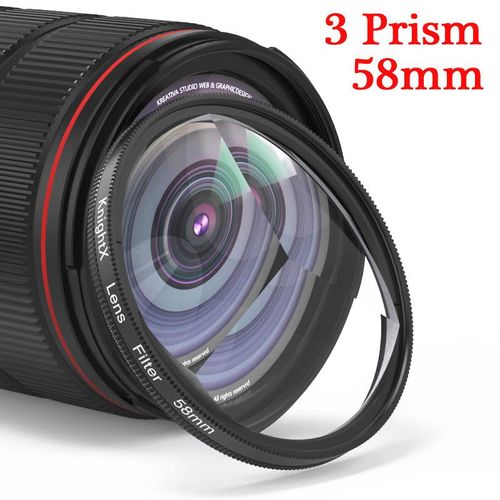 KnPackage-Kaléidoscope avec filtre d'objectif d'appareil photo,prisme coloré,58mm,adapté pour IL,Eos,Sony,Nikon,400d,d5100,50d,sous d,18-135,d70,200d,24-105 - Type 58mm 3 Prism