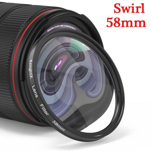 KnPackage-Kaléidoscope avec filtre d'objectif d'appareil photo,prisme coloré,58mm,adapté pour IL,Eos,Sony,Nikon,400d,d5100,50d,sous d,18-135,d70,200d,24-105 - Type 58mm Swirl