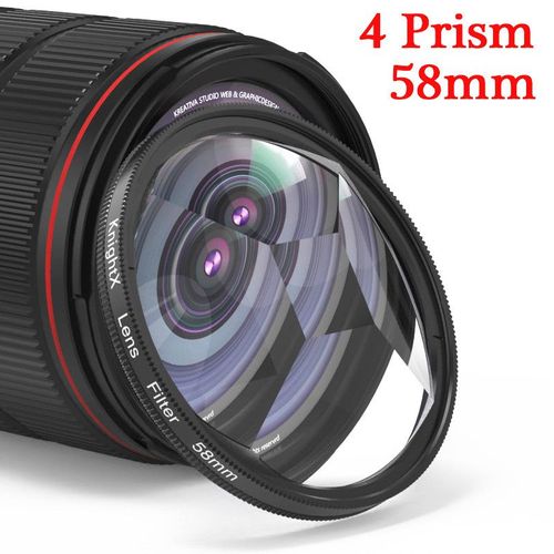 KnPackage-Kaléidoscope avec filtre d'objectif d'appareil photo,prisme coloré,58mm,adapté pour IL,Eos,Sony,Nikon,400d,d5100,50d,sous d,18-135,d70,200d,24-105 - Type 58mm 4 Prism