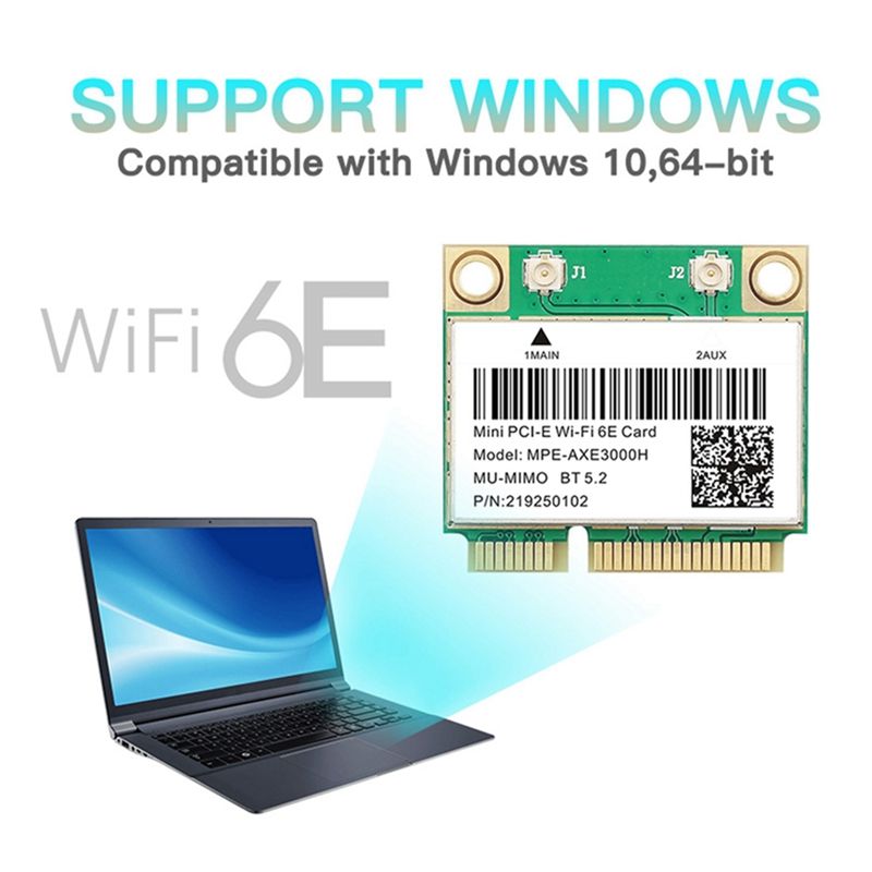 Carte Wifi 6E Mini PCIE AX210, MPE-AXE3000H mb/s, sans fil, ... - 2