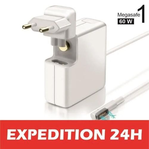Megasafe 1 60W Chargeur Mac Book Pro 60W, Chargeur en L-Tip Compatible avec Mac Book Pro 13Pouces 2008 2009 2010 2011 à Mi-2012, pou