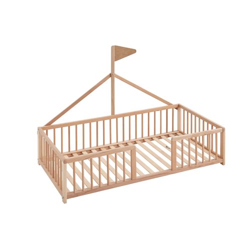 Apache Wonderland Montessori Teepee Lit D'enfant 140x70 En Hêtre Et Naturelle