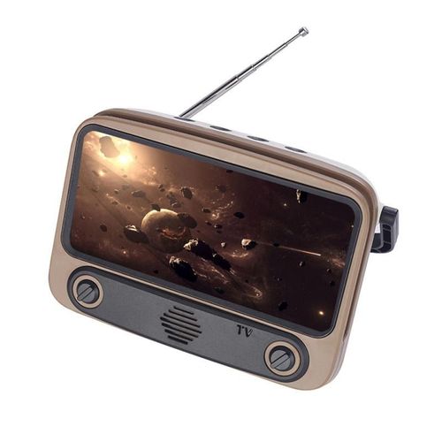 Mini haut-parleur Bluetooth rétro portable, design TV, support de téléphone portable, haut-parleurs d'ordinateur, Bluetooth