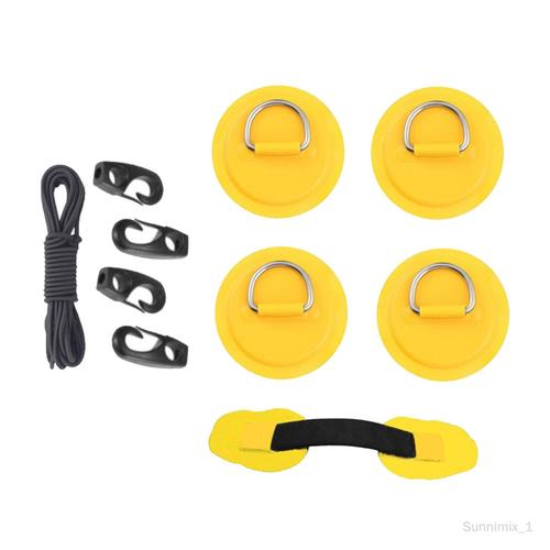 D Pad Patch Bungee Accessoires Set 8cm Patch Élastique Corde Élastique En Caoutchouc Polyvalent Premium Matériel Pour Planche De Surf Gonflable Jaune