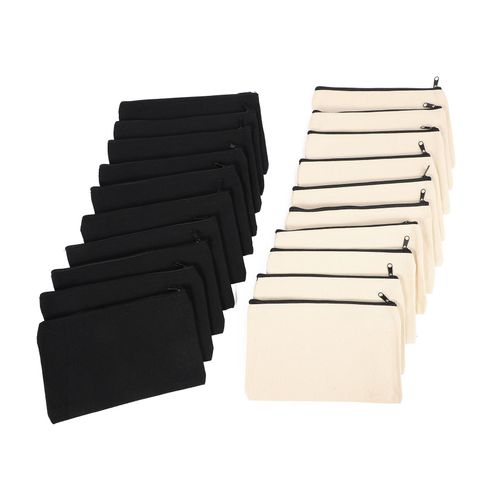 Sacs De Maquillage En Toile, 20 Pièces, Pochette À Fermeture Éclair, Trousse À Crayons, Vierge, Sacs Artisanaux De Bricolage, Pochette À Cosmétiques Pour Voyage, Bricolage, École D'artisanat
