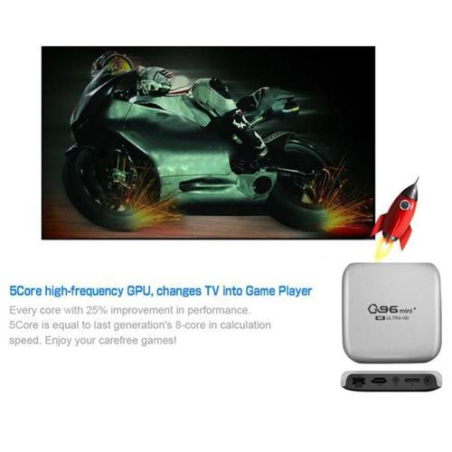 Q96 Mini Plus Boîte de Télévision 5G + Wifi Smart Tv Box Amlogic S905W 4 64Bit 4 Go + 32Gb Wifi Lecteur Multimédia Décodeur-Prise UK