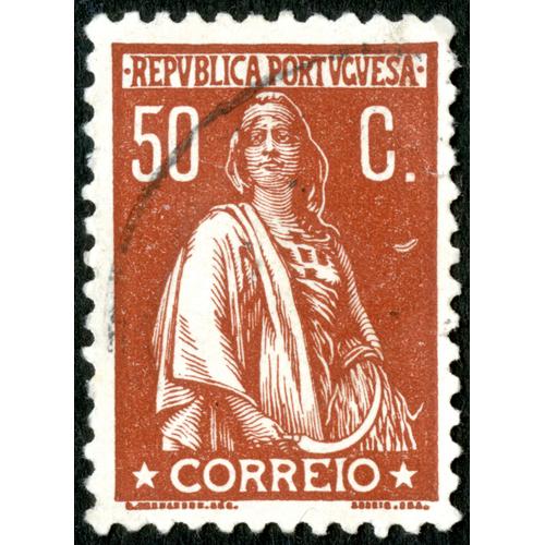 Timbre Oblitéré Republica Portuguesa, Correio, 50 C.