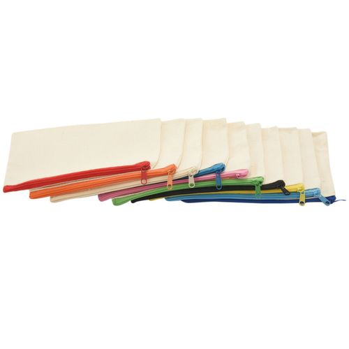 Sacs En Toile À Fermeture Éclair, Pochette À Crayon, Trousse De Maquillage, Trousse À Crayons En Toile Vierge, Sac À Cosmétiques Pour Voyage, Bricolage École (S) Artisanale (S) 40 Pièces