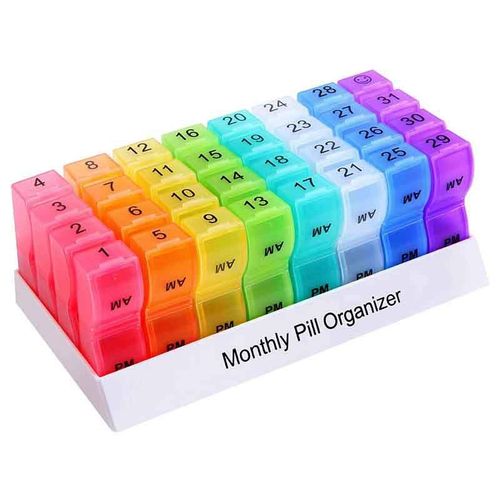 Pilulier Organisateur Hebdomadaire, Boîtes Am/Pm, 31 Jours, 32 Compartiments, Vitamines, Médicaments, Rappel