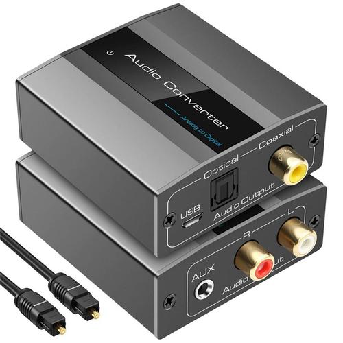 Convertisseur Audio analogique-numérique RCA vers optique, avec câble  optique, adaptateur Audio numérique Toslink et Coaxial