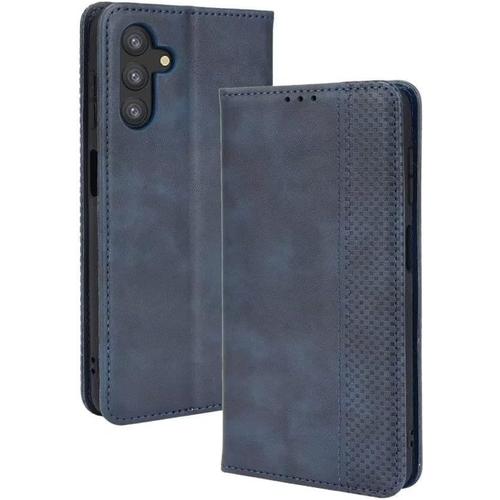 Coque Pour Samsung Galaxy A13 5g/Samsung Galaxy A04s 6.5"" Inches , Etui Flip Folio En Cuir Pu Avec Interrupteur Magnétique, 3 Fentes Pour Cartes 1 Portefeuille Housse-Bleu